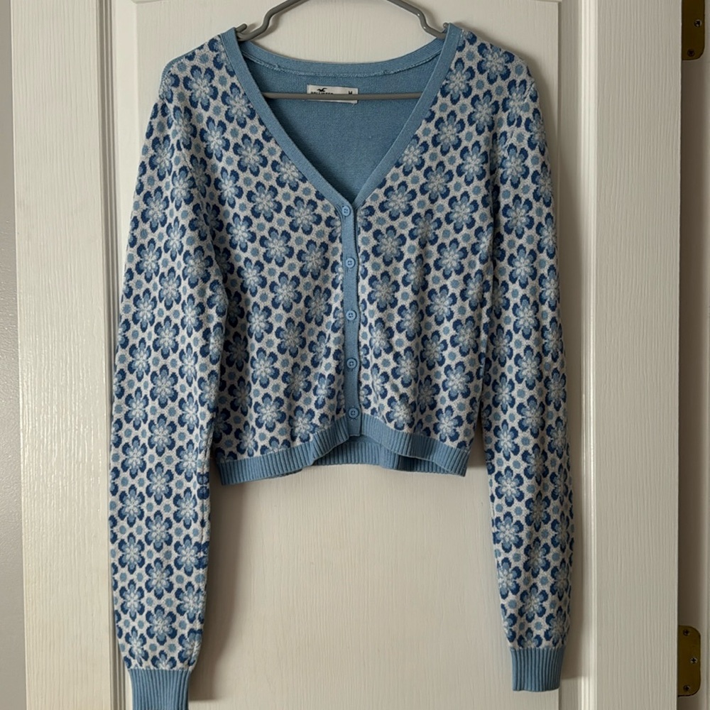 Hollister Blue Floral Cardigan